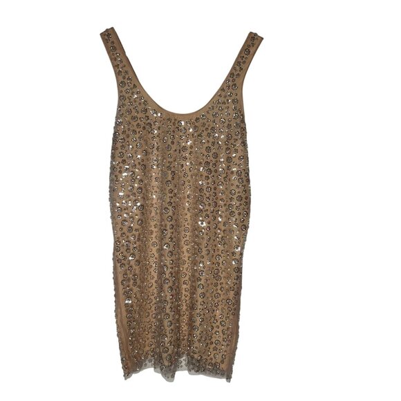 h&m Floral Sequined Dress in Women's Size XS in Beige & Silver New With Tags! - Picture 5 of 5